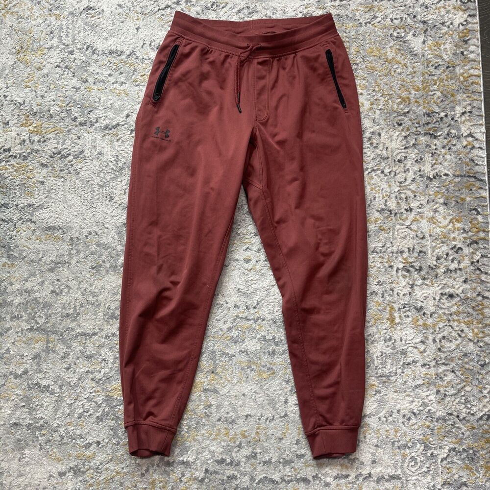 Under Armour Sweatpants Mens L Large Rust Jogger Drawstring Pockets Athleisure
